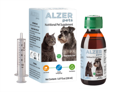 Alzer Pets 150ml oral solution - cognitive wellness and neuroprotection support for dogs and cats by Catalysis