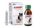 ASBRIP pets health supplement for pets with packaging, bottle, and syringe on a white background. Molecular Activation.