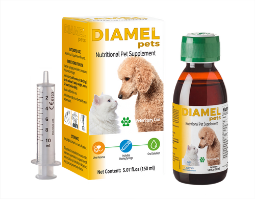 Diamel Pets 150ml oral solution - metabolic and endocrine balance support for dogs and cats by Catalysis
