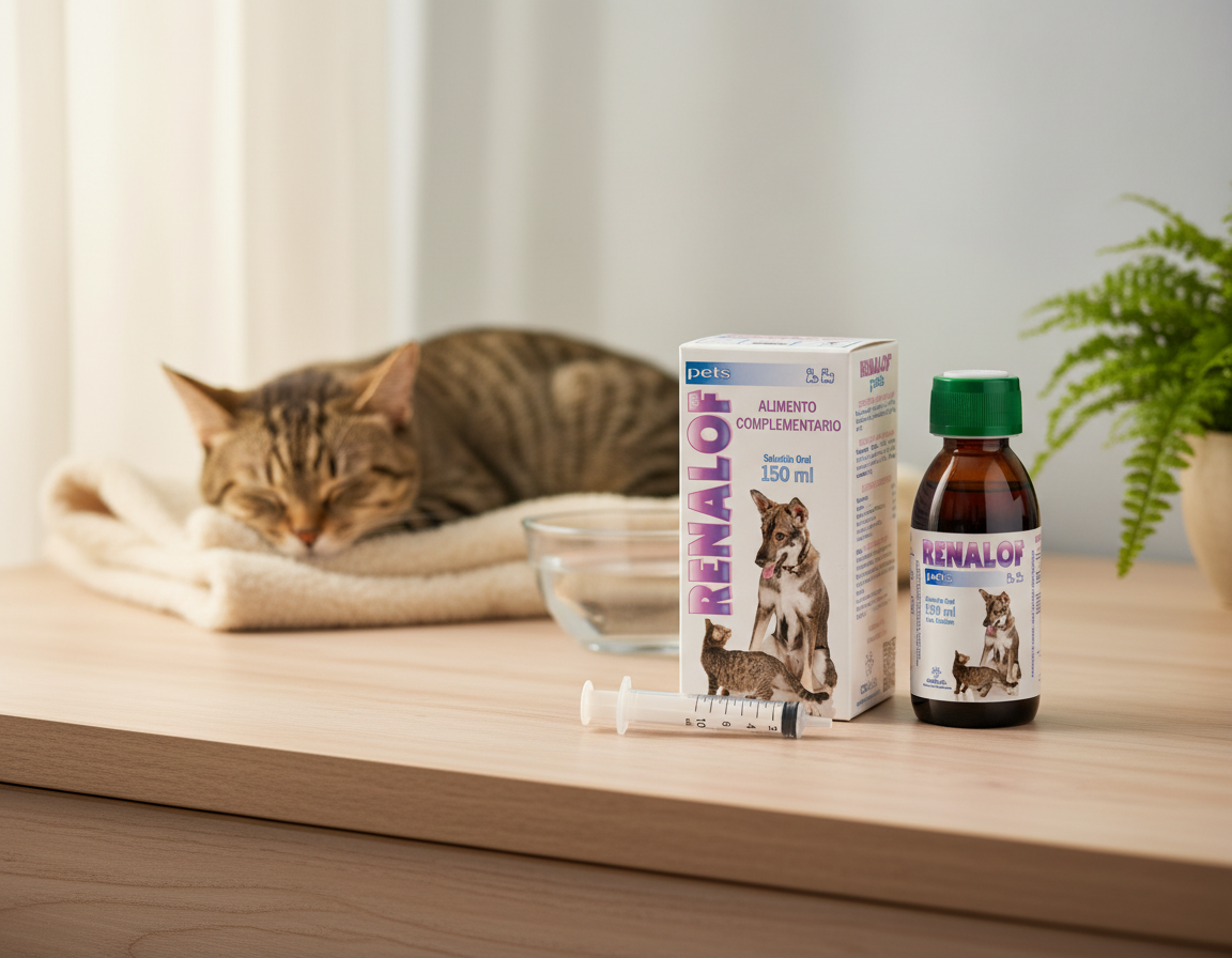 Renalof Pets kidney support product image in wellness setting